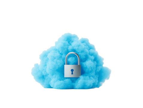 a cloud of blue smoke with a lock