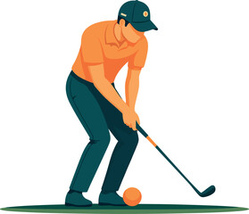 golf player cartoon icon silhouette vector art flat design illustrations