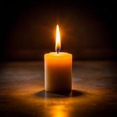 Candle Illuminating a Dark Room