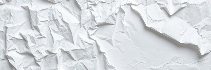 Fototapeta premium Crumpled white paper with shadows and creases, crumpled, detail, surface