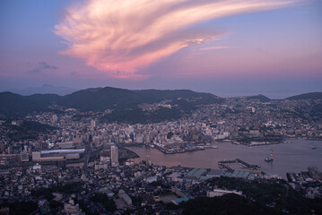sunset view of the nagasaki city
