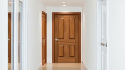 Various white doors of different styles and designs isolated on a white background, home, modern, white