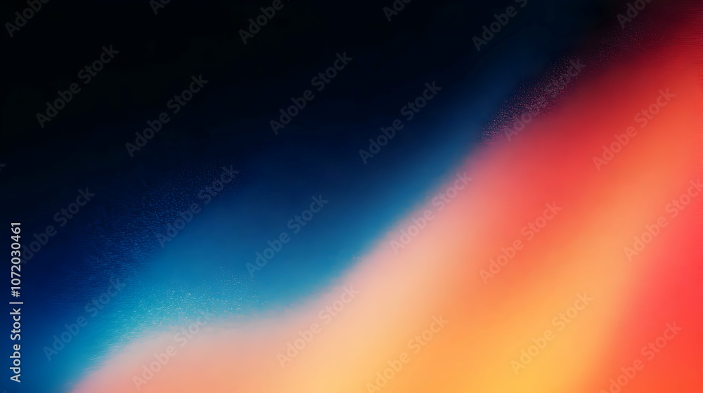 Poster abstract gradient background with speckled texture and a blurry transition from dark blue to orange