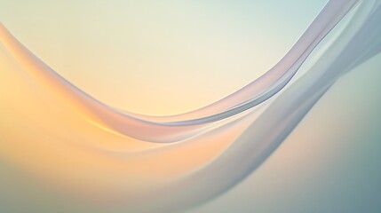 Fototapeta premium Abstract background features soft, flowing curves in gentle pastel shades of peach, pink, and cream. The delicate, translucent layers create an airy, minimalistic, and calming effect.