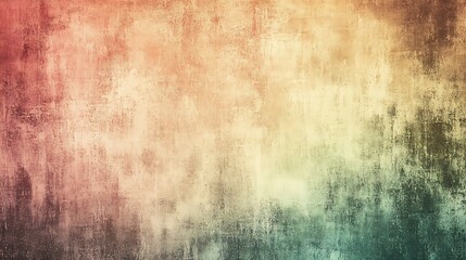 Fototapeta premium Abstract background features a textured, grunge background with a gradient of warm to cool colors, blending from red and orange to green and teal. It has a vintage and distressed appearance.