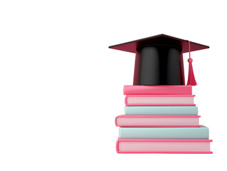 a graduation cap on top of a stack of books