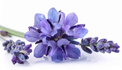 Naklejka premium Lavender blue on white background isolated. Beautiful flower.