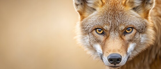 Fototapeta premium A close up of a fox's face with yellow eyes