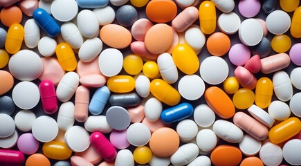 Fototapeta premium pills and drugs on pills background, pills wallpaper