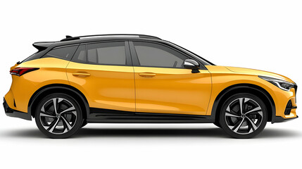 Obraz premium Side View of a Yellow Crossover SUV with Black Trim and Alloy Wheels