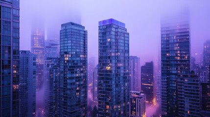 Obraz premium futuristic modern city skyline at sunset