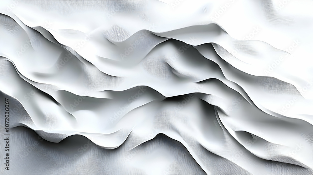 Poster abstract white fabric background with smooth and flowing waves, creating a clean and modern minimali