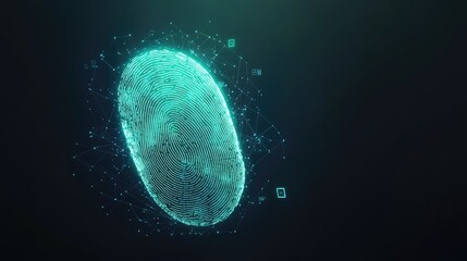 3D Render of Biometric Fingerprint Scanner with Futuristic Security Elements
