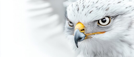 Naklejka premium A close up of an eagle's face with a white background