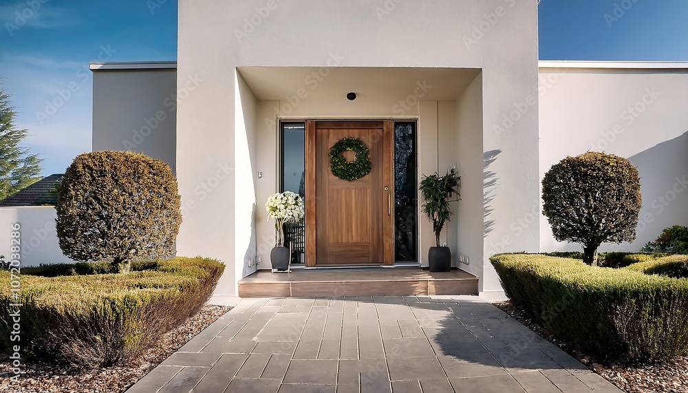 Poster elegant minimalist entrances with subtle features - front entrances that are understated yet