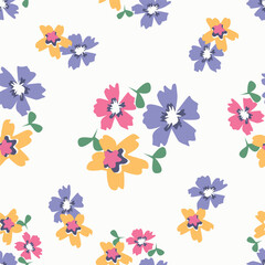 abstract multicolor a solid hibiscus blooming flowers motif arrangement with medium tone, all over vector design with cream backgroun