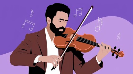 A musician masterfully plays the violin creating melodies that resonate with emotion and passion