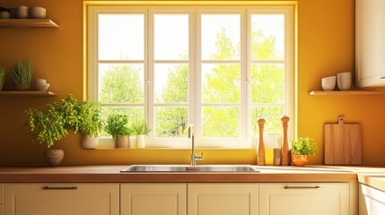 Kitchen Window with Sunlight