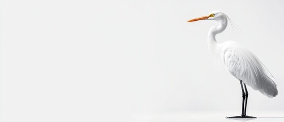 Obraz premium A white bird with a long beak standing on a reflective surface