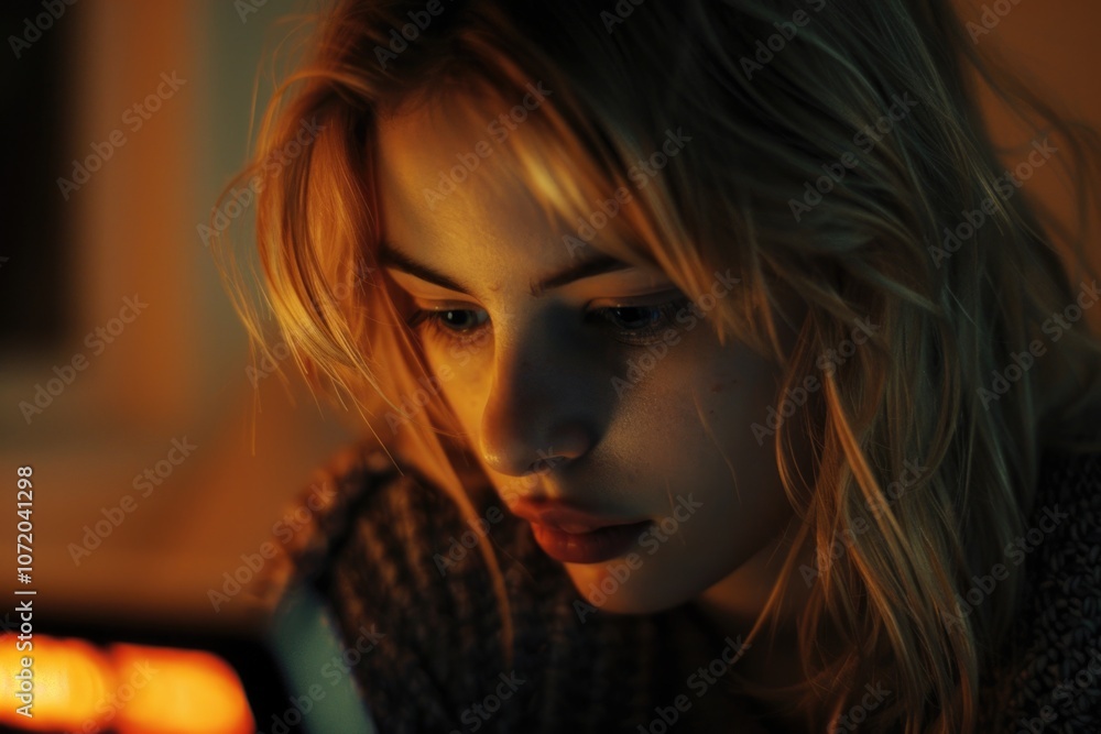 Poster A person sitting in front of a computer screen at night, focused on their work