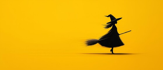 Fototapeta premium A silhouette of a witch flying on a broom