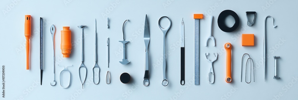Poster flat lay of various tools and hardware.