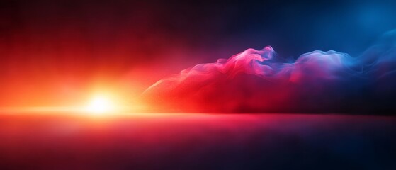 Fototapeta premium A red and blue abstract background with a bright light