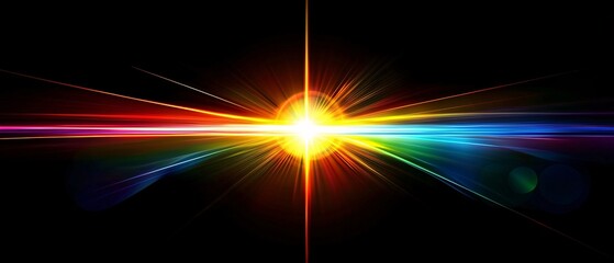 A vibrant light burst radiates color in a stunning display, showcasing the beauty of light and color interplay against a dark background.