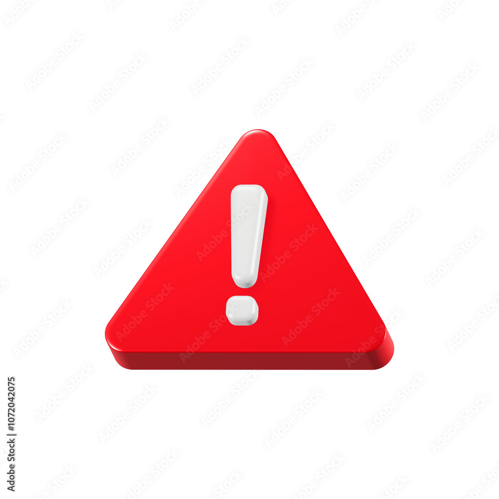 Poster red warning sign with triangle 3d symbol icon rendering
