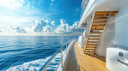 Luxury Yacht Sailing on Calm Ocean Waters