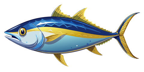 tuna fish isolated on white, tuna fish vector illustration