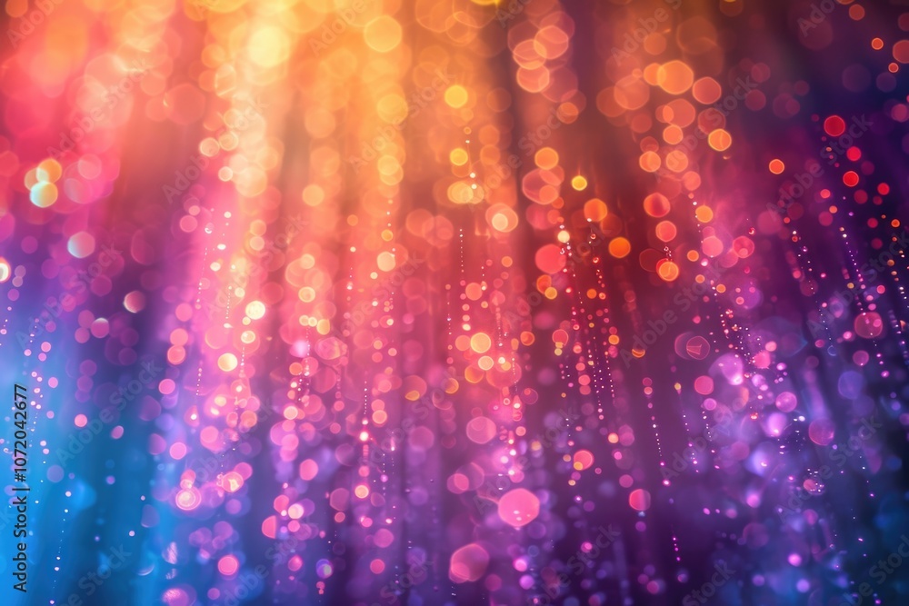 Poster Blurred image of vibrant lights in a dimly lit space, perfect for representing abstract concepts or adding mood to your project