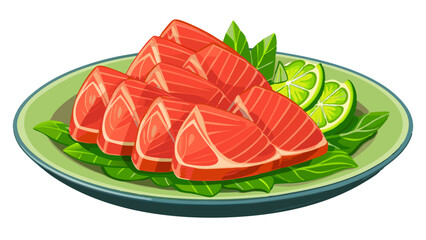 illustration of cooked tuna fillet on a plate