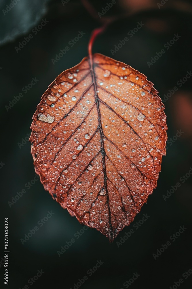 Poster close-up of a leaf with water droplets, great for use in nature or science illustrations