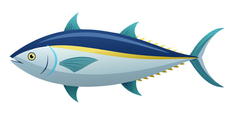 Fototapeta premium tuna fish isolated on white, tuna fish vector illustration