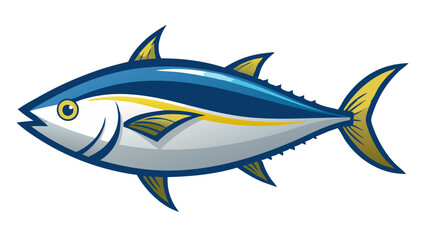 Fototapeta premium tuna fish isolated on white, tuna fish vector illustration