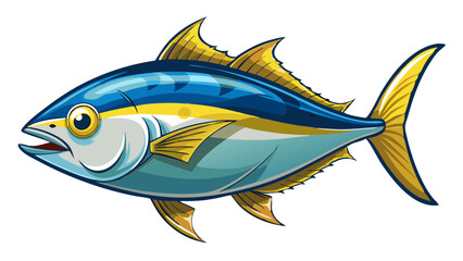 Obraz premium tuna fish isolated on white, tuna fish vector illustration