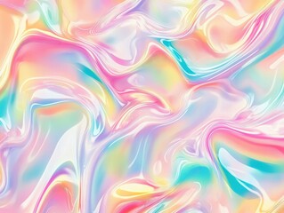 Obraz premium A vibrant holographic seamless pattern with swirling abstract shapes, featuring soft
