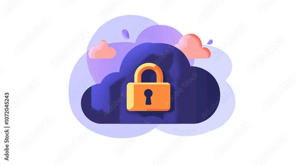 Poster a cloud icon with a lock symbol, representing secure cloud storage