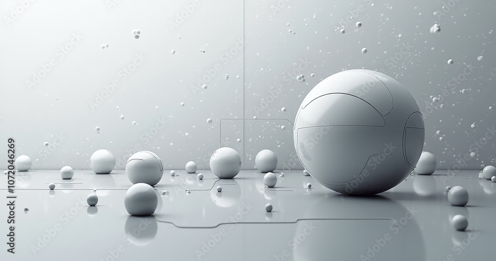 Poster a futuristic tech concept is represented by a simplified gray and white design featuring vector line