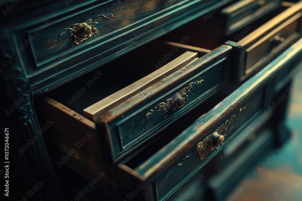 Poster a close-up view of a drawer with multiple drawers and a handle