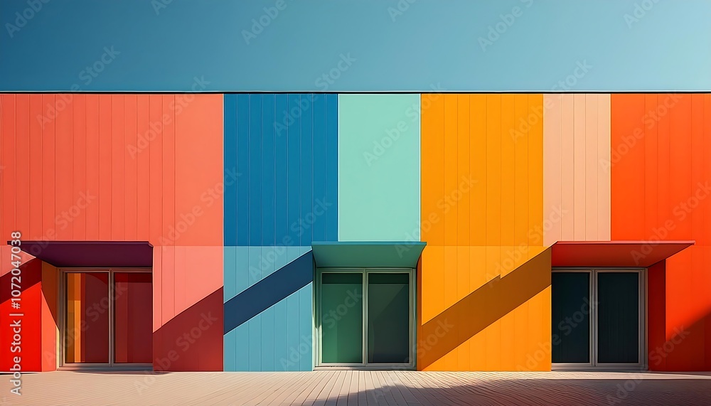 Poster minimalist facades with simple geometric patterns - geometric patterns applied minimally.