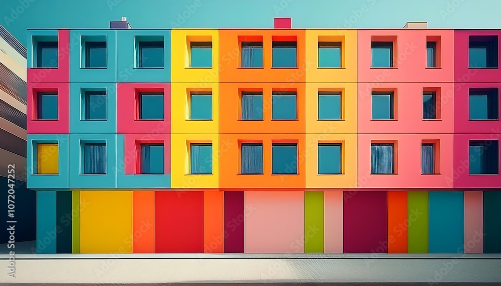 Poster minimalist facades with simple geometric patterns - geometric patterns applied minimally.