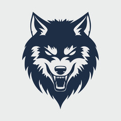 Wolf head mascot sports logo vector illustration on isolated white background