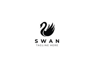 Beauty swan logo design. Simple swan logo design vector illustration
