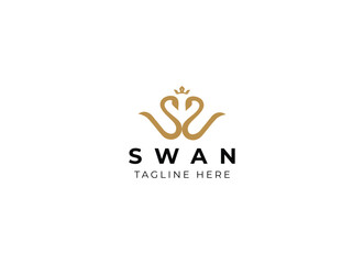 Beauty swan logo design. Simple swan logo design vector illustration