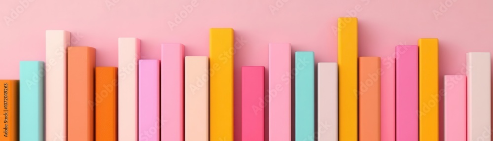 Aufkleber colorful vertical blocks arranged against a soft pink background, creating a vibrant and playful vis