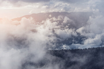 Clouds above the mountains.