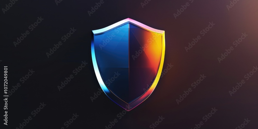 Poster A close-up shot of a shiny shield on a dark background, perfect for use in scenes where light and darkness are juxtaposed