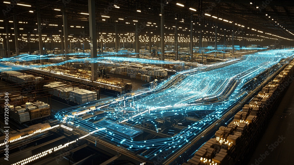 Poster optimize your logistics hub enhance efficiency in a large warehouse with advanced technology and inn